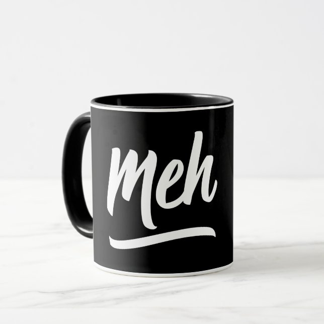Meh Typography Mug (Front Left)