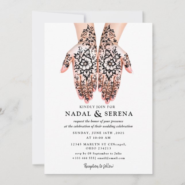 mehandi faire-part de mariage (Devant)