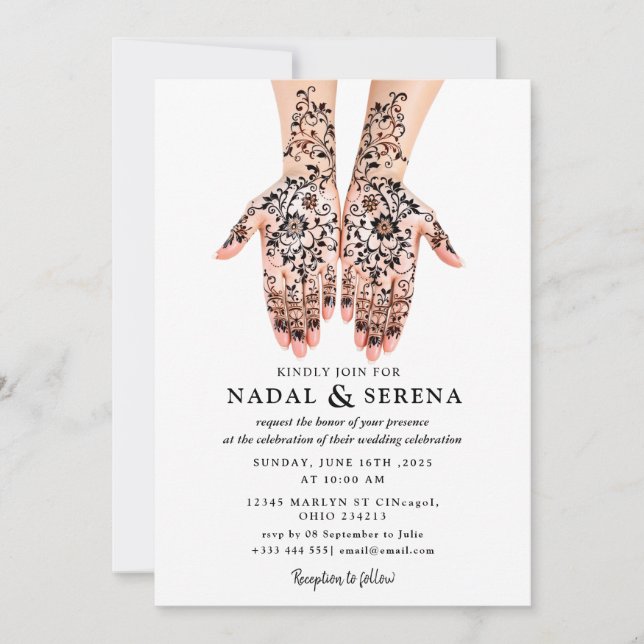 mehandi faire-part de mariage (Devant)