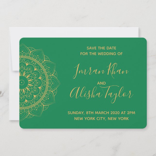 Mehendi Indian Wedding Save the date hamsa Henna (Front)