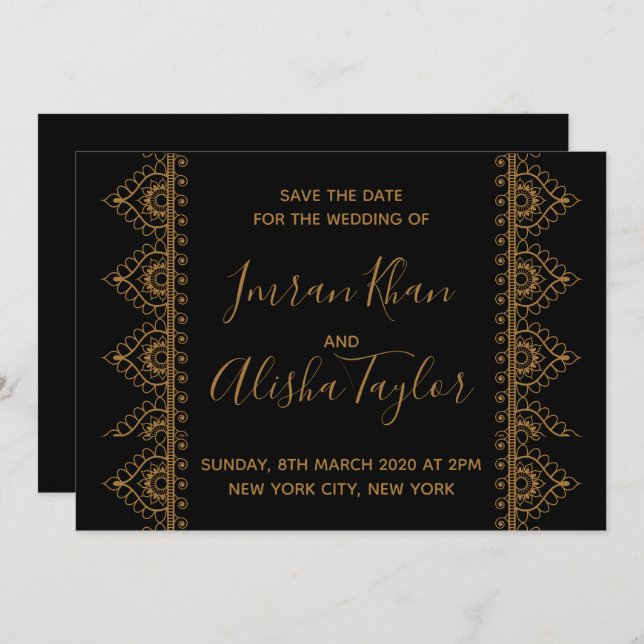Mehendi Indian Wedding Save the date Invitation (Front/Back)