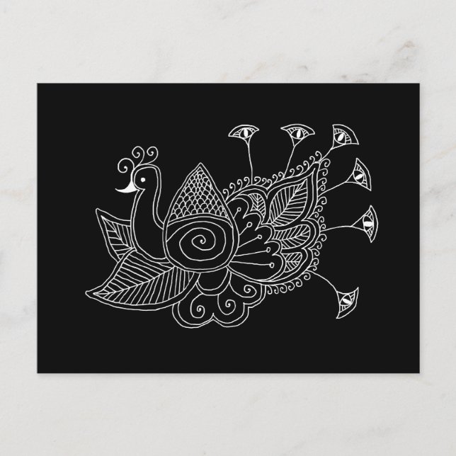 Mehendi Peacock Postcard (Front)