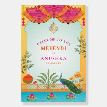 Mehendi Welcome sign Peacock Mendhi welcome signs