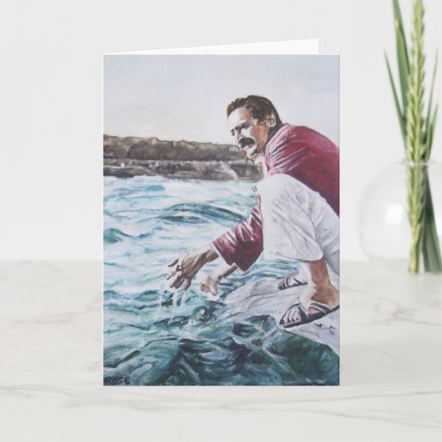 Meher Baba Dips into Ocean Card (Front)