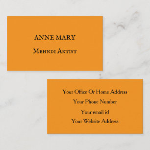 Mehndi Artist Henna Beauty Salon Orange Trendy Business Card