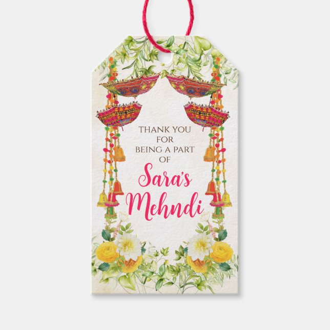 Mehndi ceremony Gift Tags (Front)