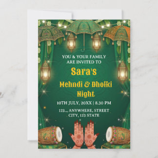  Mehndi & Dholki Night Ceremony Invitation