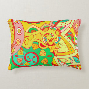 Mehndi Doodle: Colourful Ethnic Texture. Accent Pillow