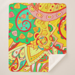Mehndi Doodle: Colourful Ethnic Texture. Sherpa Blanket
