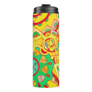 Mehndi Doodle: Colourful Ethnic Texture. Thermal Tumbler