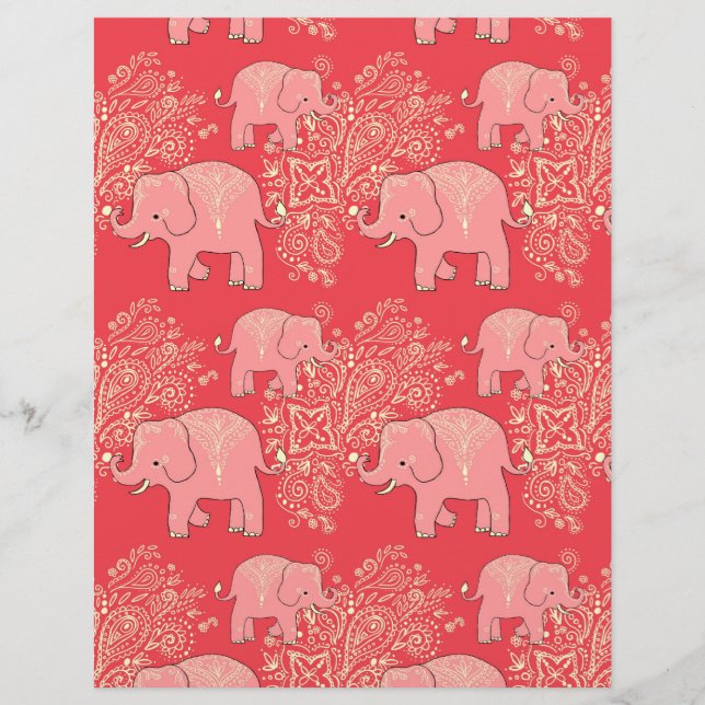 mehndi elephants scrapbook paper 8.5 x 11 (Front)