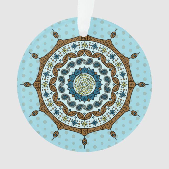 Mehndi Fantasy Copper Acrylic Ornament (Front)