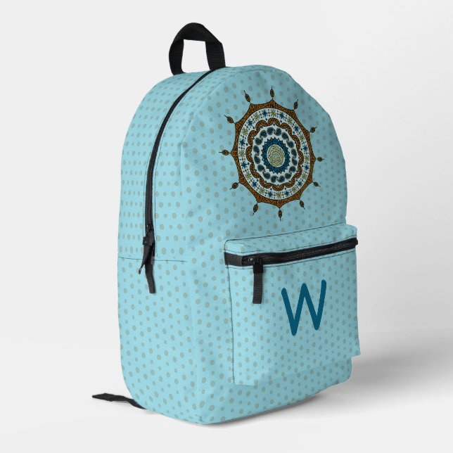 Mehndi Fantasy Copper Printed Backpack (Back Corner Left)