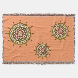 Mehndi Fantasy Gold Throw Blanket