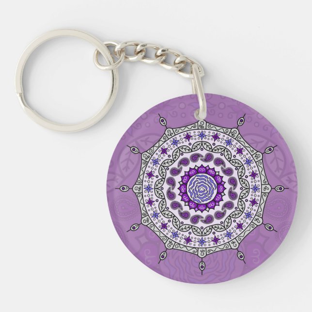Mehndi Fantasy Silver Acrylic Keychain (Front)