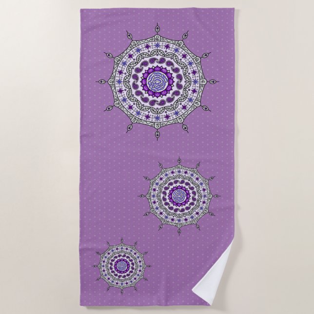 Mehndi Fantasy Silver Beach Towel (Front)