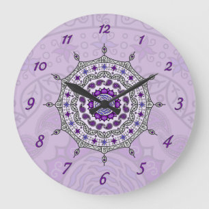 Mehndi Fantasy Silver Clock