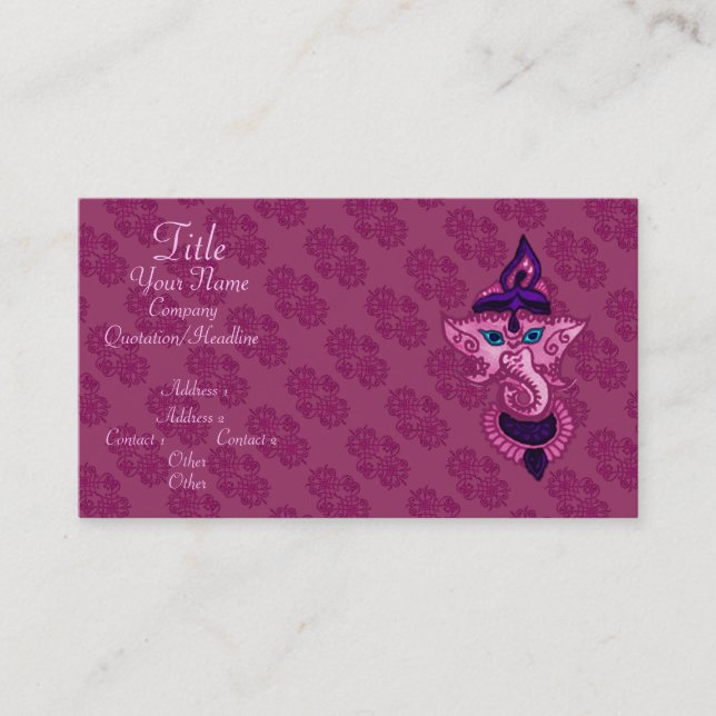 Mehndi Ganesha (Pink) Business Card (Front)