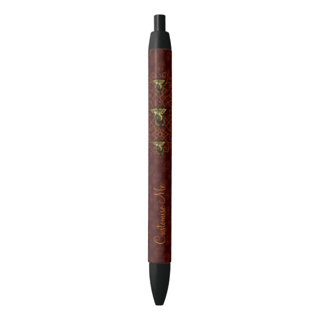Mehndi Ganesha (Red) Black Ink Pen (Front Vertical)