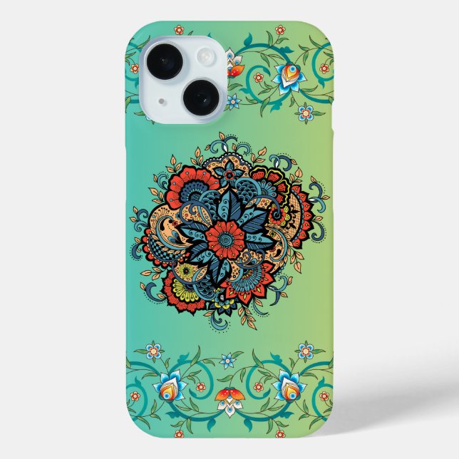 Mehndi Green Floral Art, Infinite Splendour Case-Mate iPhone Case (Back)