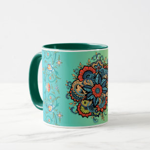 Mehndi Green Floral Art, Infinite Splendour Mug
