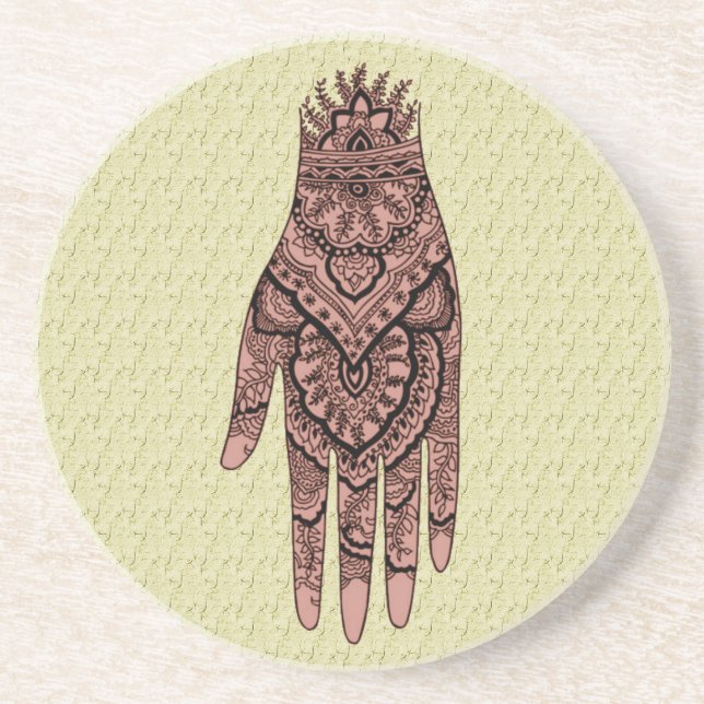 Mehndi Hand Tattoo Art Coaster (Front)