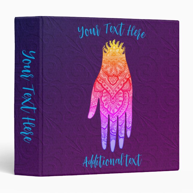 Mehndi Hand Tattoo Art Design Personalized Binder (Front/Spine)