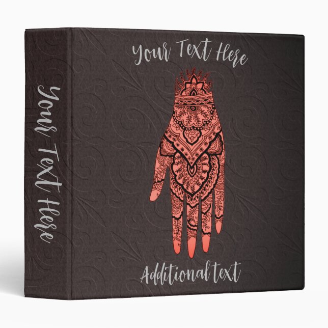 Mehndi Hand Tattoo Art Design Personalized  Binder (Front/Spine)