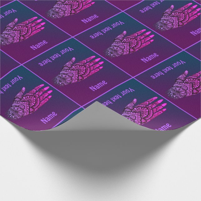 Mehndi Hand Tattoo Art Hues Design Personalized Wrapping Paper (Corner)