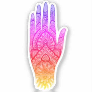 Mehndi Hand Tattoo Art Rainbow