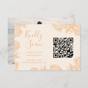 Mehndi Henna Mariage QR Code carte de boîtier RSVP