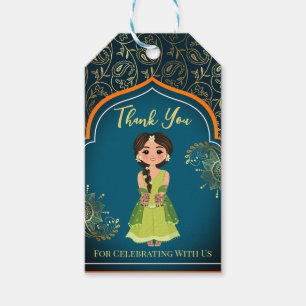 Mehndi Indian Arabian patterns design teal green  Gift Tags