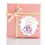 Mehndi Indian wedding elephant pink flowers favour Classic Round Sticker<br><div class="desc">Mehndi Indian wedding ornate elephant henna prewedding mehndi favour gift thank you stickers,  pretty decorated Indian elephant cerise flowers gold ornaments modern watercolor colourful favour stickers.</div>