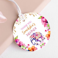 Mehndi Indian wedding elephant pink flowers favour