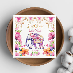 Mehndi Indian wedding ornate elephant tableware Napkin