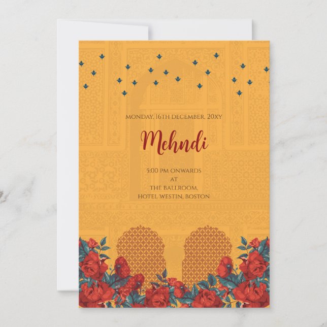 Mehndi invitation Digital Indian wedding invites (Front)