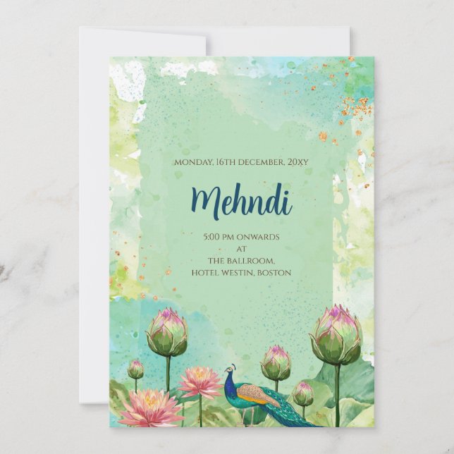 Mehndi invitation Digital Indian wedding invites (Front)