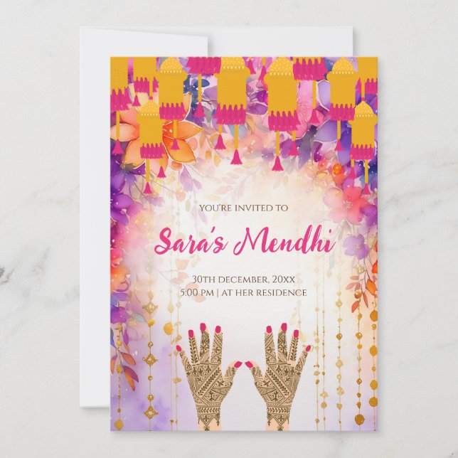 Mehndi invitations Digital Dholki invitation (Devant)