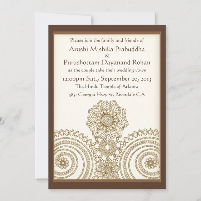 Mehndi Lace (5x7 Wedding Invitation) Invitation (Front)