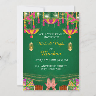 Mehndi Night Invitation card, Henna Invitation