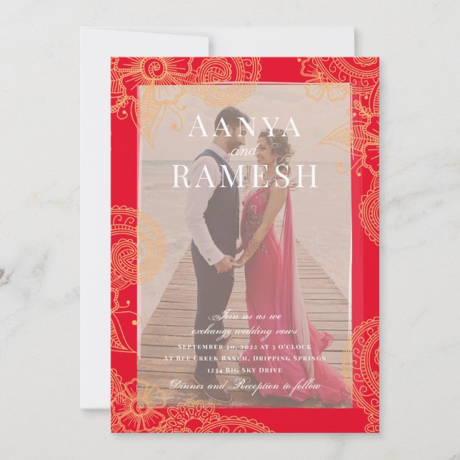 Mehndi Photo Wedding Invitation (Front)