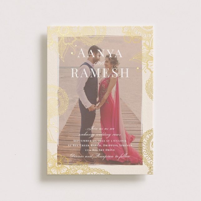 Mehndi Photo Wedding Invitation Real Gold (Creator Uploaded)