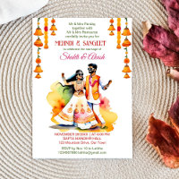 Mehndi Sangeet dancing Indian bridal couple modern