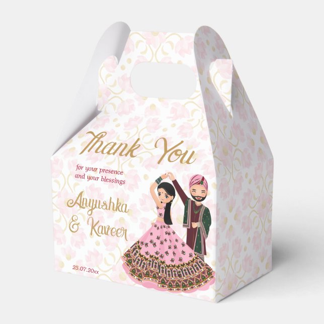 Mehndi sangeet pink gold Indian wedding template Favor Box (Front Side)
