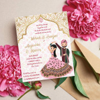 Mehndi sangeet pink Indian wedding budget invite