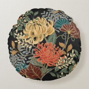 Mehndi Tracery Tile: Ethnic Seamless Design Round Pillow
