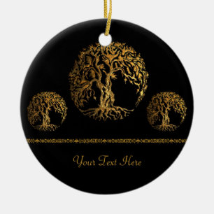 Mehndi Tree of Life (Gold) Ceramic Ornament