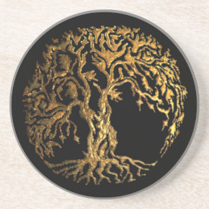 Mehndi Tree of Life (Gold) Coaster