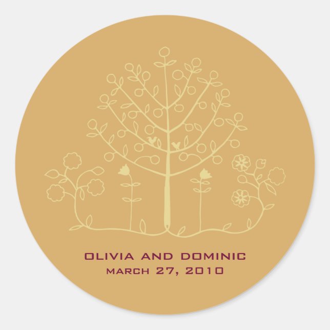 mehndi tree wedding label seal (Front)