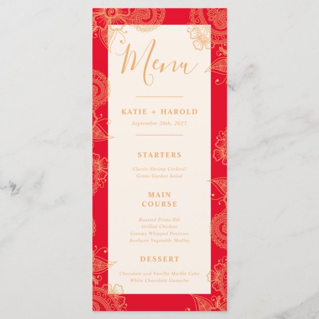 Mehndi Wedding Dinner Menu (Front)